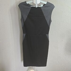 Banana Republic Black and Gray Midi Dress Career Office Professional Neutral